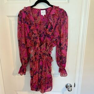 Misa Los Angeles Pink Floral Ruffle Dress
